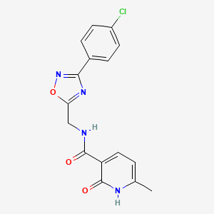 molecular formula C16H13ClN4O3 B7064149 N-[[3-(4-chlorophenyl)-1,2,4-oxadiazol-5-yl]methyl]-6-methyl-2-oxo-1H-pyridine-3-carboxamide 