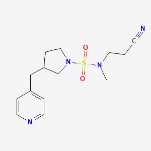 molecular formula C14H20N4O2S B7064155 N-(2-cyanoethyl)-N-methyl-3-(pyridin-4-ylmethyl)pyrrolidine-1-sulfonamide 