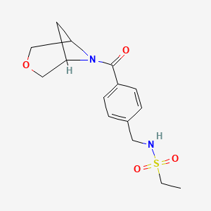 molecular formula C15H20N2O4S B7064432 N-[[4-(3-oxa-6-azabicyclo[3.1.1]heptane-6-carbonyl)phenyl]methyl]ethanesulfonamide 