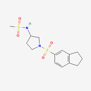 molecular formula C14H20N2O4S2 B7064670 N-[1-(2,3-dihydro-1H-inden-5-ylsulfonyl)pyrrolidin-3-yl]methanesulfonamide 