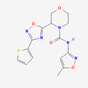 molecular formula C15H15N5O4S B7064760 N-(5-methyl-1,2-oxazol-3-yl)-3-(3-thiophen-2-yl-1,2,4-oxadiazol-5-yl)morpholine-4-carboxamide 
