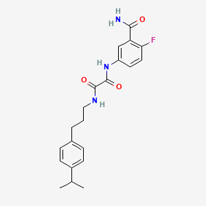 molecular formula C21H24FN3O3 B7064841 N'-(3-carbamoyl-4-fluorophenyl)-N-[3-(4-propan-2-ylphenyl)propyl]oxamide 
