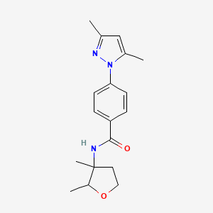 molecular formula C18H23N3O2 B7064903 N-(2,3-dimethyloxolan-3-yl)-4-(3,5-dimethylpyrazol-1-yl)benzamide 