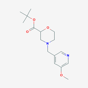 molecular formula C16H24N2O4 B7064916 Tert-butyl 4-[(5-methoxypyridin-3-yl)methyl]morpholine-2-carboxylate 