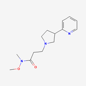 molecular formula C14H21N3O2 B7064958 N-methoxy-N-methyl-3-(3-pyridin-2-ylpyrrolidin-1-yl)propanamide 