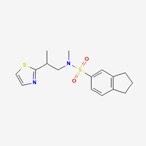 molecular formula C16H20N2O2S2 B7064977 N-methyl-N-[2-(1,3-thiazol-2-yl)propyl]-2,3-dihydro-1H-indene-5-sulfonamide 