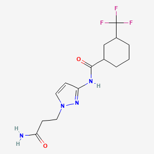 molecular formula C14H19F3N4O2 B7065027 N-[1-(3-amino-3-oxopropyl)pyrazol-3-yl]-3-(trifluoromethyl)cyclohexane-1-carboxamide 