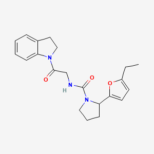 molecular formula C21H25N3O3 B7065170 N-[2-(2,3-dihydroindol-1-yl)-2-oxoethyl]-2-(5-ethylfuran-2-yl)pyrrolidine-1-carboxamide 