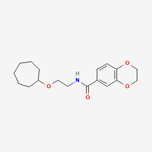 molecular formula C18H25NO4 B7065233 N-(2-cycloheptyloxyethyl)-2,3-dihydro-1,4-benzodioxine-6-carboxamide 