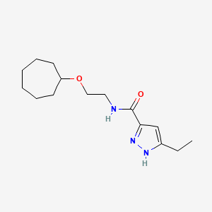 molecular formula C15H25N3O2 B7065240 N-(2-cycloheptyloxyethyl)-5-ethyl-1H-pyrazole-3-carboxamide 