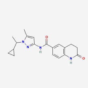 molecular formula C19H22N4O2 B7065265 N-[1-(1-cyclopropylethyl)-5-methylpyrazol-3-yl]-2-oxo-3,4-dihydro-1H-quinoline-6-carboxamide 