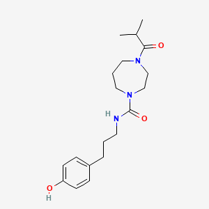 molecular formula C19H29N3O3 B7065276 N-[3-(4-hydroxyphenyl)propyl]-4-(2-methylpropanoyl)-1,4-diazepane-1-carboxamide 