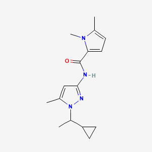 molecular formula C16H22N4O B7065287 N-[1-(1-cyclopropylethyl)-5-methylpyrazol-3-yl]-1,5-dimethylpyrrole-2-carboxamide 