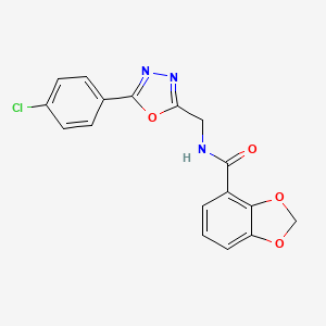 molecular formula C17H12ClN3O4 B7065393 N-[[5-(4-chlorophenyl)-1,3,4-oxadiazol-2-yl]methyl]-1,3-benzodioxole-4-carboxamide 