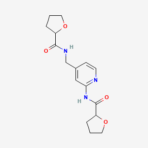 molecular formula C16H21N3O4 B7065694 N-[[2-(oxolane-2-carbonylamino)pyridin-4-yl]methyl]oxolane-2-carboxamide 