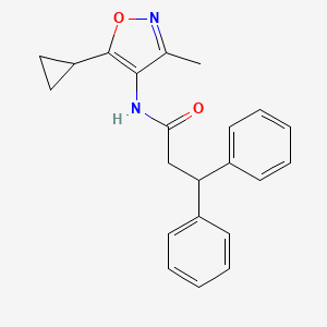 molecular formula C22H22N2O2 B7065724 N-(5-cyclopropyl-3-methyl-1,2-oxazol-4-yl)-3,3-diphenylpropanamide 
