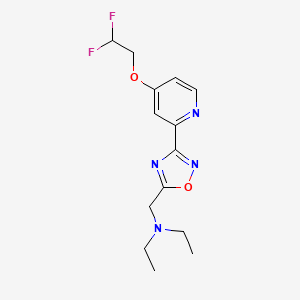 molecular formula C14H18F2N4O2 B7065767 N-[[3-[4-(2,2-difluoroethoxy)pyridin-2-yl]-1,2,4-oxadiazol-5-yl]methyl]-N-ethylethanamine 