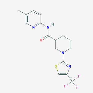 molecular formula C16H17F3N4OS B7065853 N-(5-methylpyridin-2-yl)-1-[4-(trifluoromethyl)-1,3-thiazol-2-yl]piperidine-3-carboxamide 