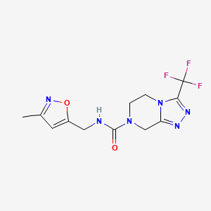 molecular formula C12H13F3N6O2 B7065886 N-[(3-methyl-1,2-oxazol-5-yl)methyl]-3-(trifluoromethyl)-6,8-dihydro-5H-[1,2,4]triazolo[4,3-a]pyrazine-7-carboxamide 