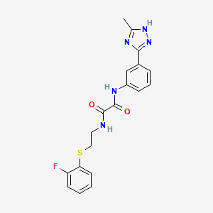 molecular formula C19H18FN5O2S B7065987 N-[2-(2-fluorophenyl)sulfanylethyl]-N'-[3-(5-methyl-1H-1,2,4-triazol-3-yl)phenyl]oxamide 