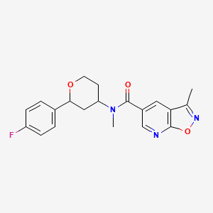 molecular formula C20H20FN3O3 B7066001 N-[2-(4-fluorophenyl)oxan-4-yl]-N,3-dimethyl-[1,2]oxazolo[5,4-b]pyridine-5-carboxamide 