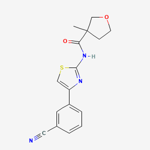 molecular formula C16H15N3O2S B7066010 N-[4-(3-cyanophenyl)-1,3-thiazol-2-yl]-3-methyloxolane-3-carboxamide 