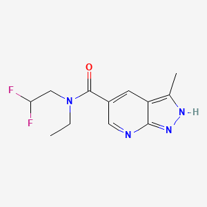 molecular formula C12H14F2N4O B7066048 N-(2,2-difluoroethyl)-N-ethyl-3-methyl-2H-pyrazolo[3,4-b]pyridine-5-carboxamide 
