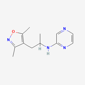 molecular formula C12H16N4O B7066075 N-[1-(3,5-dimethyl-1,2-oxazol-4-yl)propan-2-yl]pyrazin-2-amine 