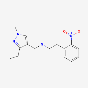 molecular formula C16H22N4O2 B7066173 N-[(3-ethyl-1-methylpyrazol-4-yl)methyl]-N-methyl-2-(2-nitrophenyl)ethanamine 
