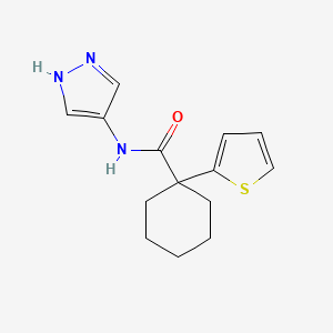 molecular formula C14H17N3OS B7066185 N-(1H-pyrazol-4-yl)-1-thiophen-2-ylcyclohexane-1-carboxamide 