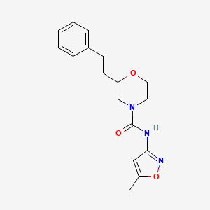 molecular formula C17H21N3O3 B7066262 N-(5-methyl-1,2-oxazol-3-yl)-2-(2-phenylethyl)morpholine-4-carboxamide 