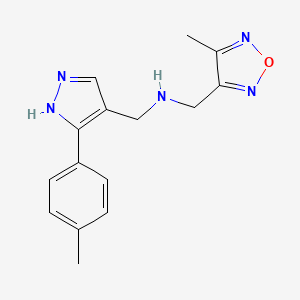 molecular formula C15H17N5O B7066311 N-[(4-methyl-1,2,5-oxadiazol-3-yl)methyl]-1-[5-(4-methylphenyl)-1H-pyrazol-4-yl]methanamine 