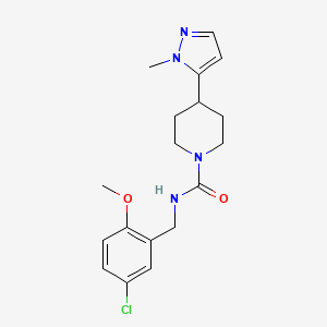 molecular formula C18H23ClN4O2 B7066473 N-[(5-chloro-2-methoxyphenyl)methyl]-4-(2-methylpyrazol-3-yl)piperidine-1-carboxamide 