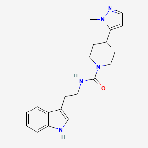 molecular formula C21H27N5O B7066519 N-[2-(2-methyl-1H-indol-3-yl)ethyl]-4-(2-methylpyrazol-3-yl)piperidine-1-carboxamide 