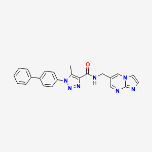 molecular formula C23H19N7O B7066523 N-(imidazo[1,2-a]pyrimidin-6-ylmethyl)-5-methyl-1-(4-phenylphenyl)triazole-4-carboxamide 
