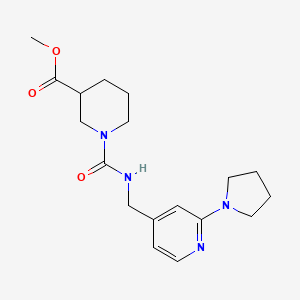 molecular formula C18H26N4O3 B7066558 Methyl 1-[(2-pyrrolidin-1-ylpyridin-4-yl)methylcarbamoyl]piperidine-3-carboxylate 
