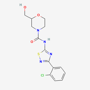 molecular formula C14H15ClN4O3S B7066575 N-[3-(2-chlorophenyl)-1,2,4-thiadiazol-5-yl]-2-(hydroxymethyl)morpholine-4-carboxamide 