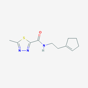 molecular formula C11H15N3OS B7066622 N-[2-(cyclopenten-1-yl)ethyl]-5-methyl-1,3,4-thiadiazole-2-carboxamide 