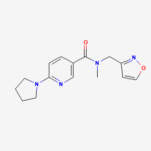 molecular formula C15H18N4O2 B7066879 N-methyl-N-(1,2-oxazol-3-ylmethyl)-6-pyrrolidin-1-ylpyridine-3-carboxamide 
