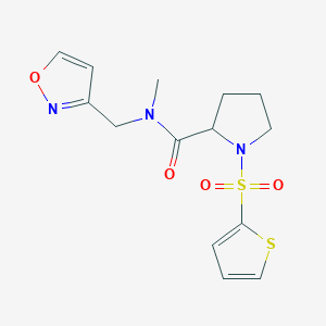 molecular formula C14H17N3O4S2 B7066883 N-methyl-N-(1,2-oxazol-3-ylmethyl)-1-thiophen-2-ylsulfonylpyrrolidine-2-carboxamide 