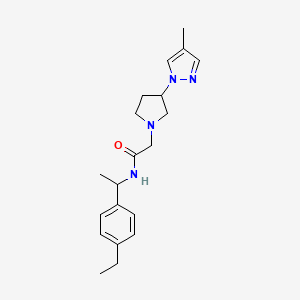 molecular formula C20H28N4O B7066926 N-[1-(4-ethylphenyl)ethyl]-2-[3-(4-methylpyrazol-1-yl)pyrrolidin-1-yl]acetamide 