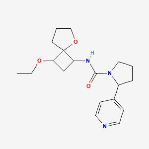 molecular formula C19H27N3O3 B7067013 N-(3-ethoxy-5-oxaspiro[3.4]octan-1-yl)-2-pyridin-4-ylpyrrolidine-1-carboxamide 