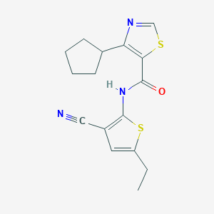 molecular formula C16H17N3OS2 B7067026 N-(3-cyano-5-ethylthiophen-2-yl)-4-cyclopentyl-1,3-thiazole-5-carboxamide 