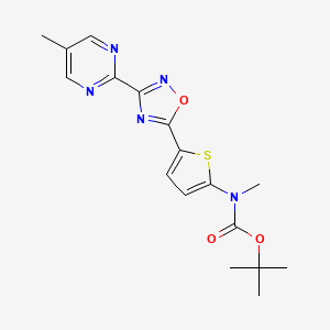 molecular formula C17H19N5O3S B7067178 tert-butyl N-methyl-N-[5-[3-(5-methylpyrimidin-2-yl)-1,2,4-oxadiazol-5-yl]thiophen-2-yl]carbamate 