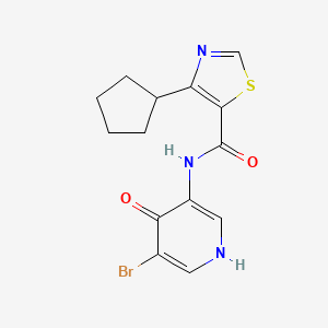 molecular formula C14H14BrN3O2S B7067205 N-(5-bromo-4-oxo-1H-pyridin-3-yl)-4-cyclopentyl-1,3-thiazole-5-carboxamide 