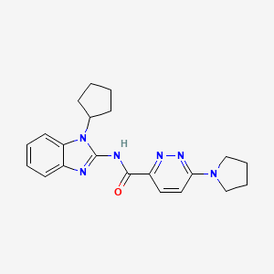 molecular formula C21H24N6O B7067233 N-(1-cyclopentylbenzimidazol-2-yl)-6-pyrrolidin-1-ylpyridazine-3-carboxamide 