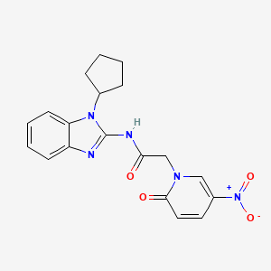 molecular formula C19H19N5O4 B7067258 N-(1-cyclopentylbenzimidazol-2-yl)-2-(5-nitro-2-oxopyridin-1-yl)acetamide 