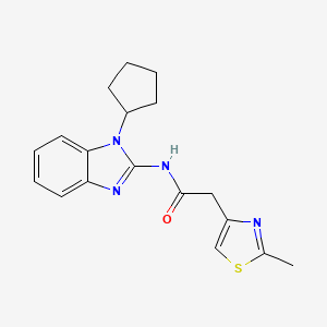 molecular formula C18H20N4OS B7067260 N-(1-cyclopentylbenzimidazol-2-yl)-2-(2-methyl-1,3-thiazol-4-yl)acetamide 
