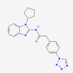 molecular formula C21H21N7O B7067274 N-(1-cyclopentylbenzimidazol-2-yl)-2-[4-(tetrazol-1-yl)phenyl]acetamide 