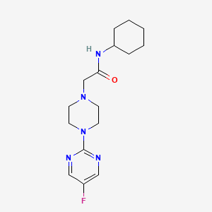 molecular formula C16H24FN5O B7067287 N-cyclohexyl-2-[4-(5-fluoropyrimidin-2-yl)piperazin-1-yl]acetamide 